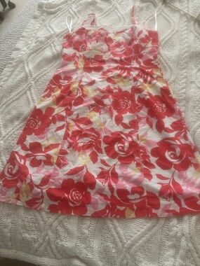 Tommy Hilfiger Red and Pink Floral Midi Dress